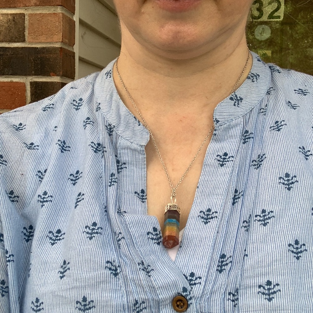 Seven Chakra Silver Capped Terminated Pendant - Picture 9 of 16
